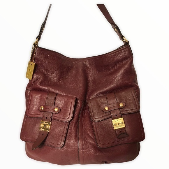 RALPH LAUREN burgundy red hobo shoulder bag - Picture 1 of 14